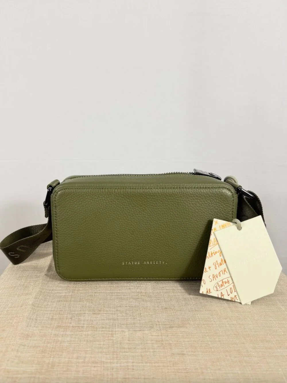 Status Anxiety Delirium Bag Khaki Green NWT Leather Shoulder Crossbody Handbag